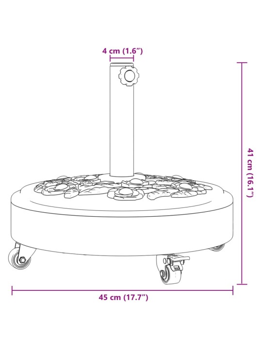 Stojan na slunečník s kolečky pro tyč ø 38/48 mm 27 kg kruhový