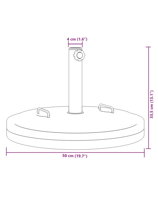 Stojan na slunečník s úchyty pro tyč Ø 38 / 48 mm 25 kg kruhový