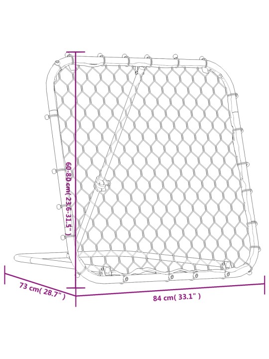 Fotbalový rebounder nastavitelný černý 84 x 73 x 60–80 cm ocel