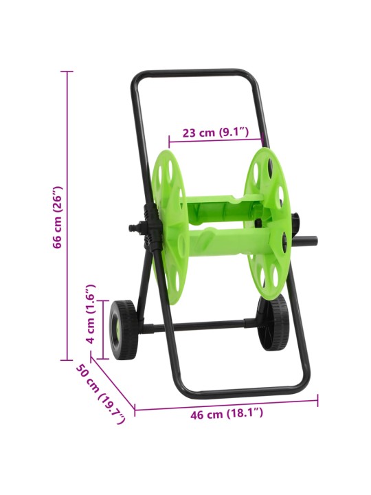 Zelený vozík s hadicovým navijákem pro 60 m 1/2" hadice ocel
