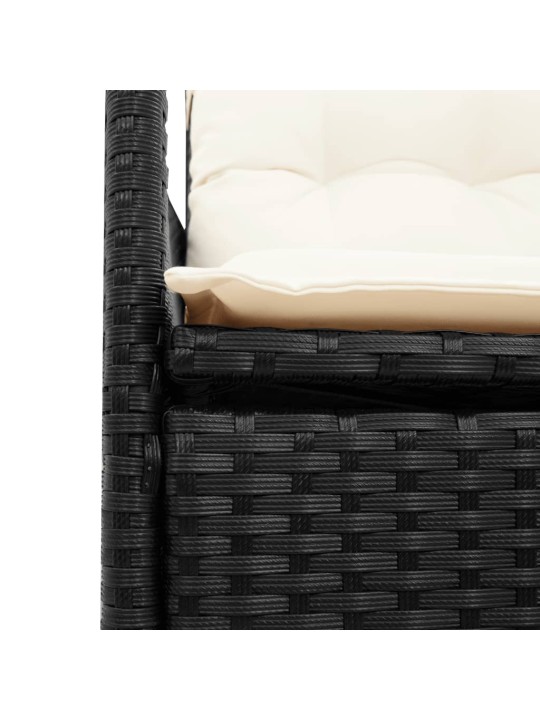 3dílný bistro set s poduškami černý polyratan a akácie