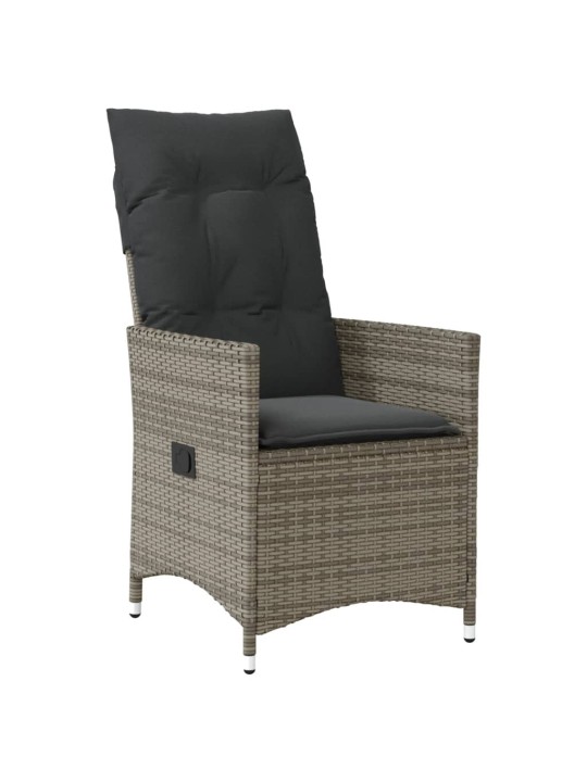3dílný bistro set s poduškami šedý polyratan