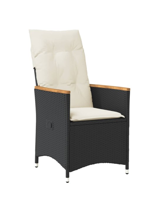 3dílný bistro set s poduškami černý polyratan