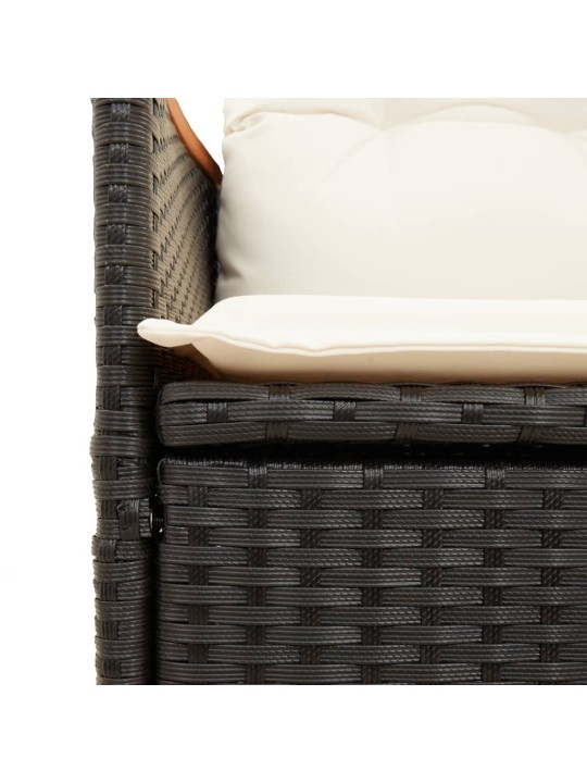 3dílný bistro set s poduškami černý polyratan