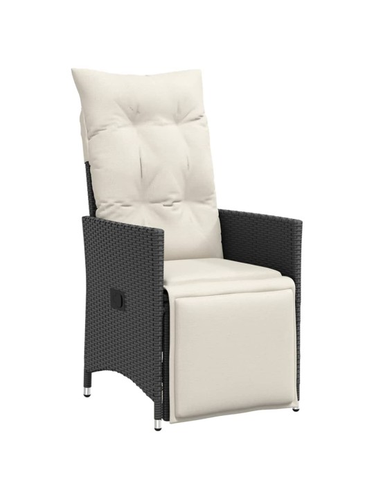 3dílný bistro set s poduškami černý polyratan