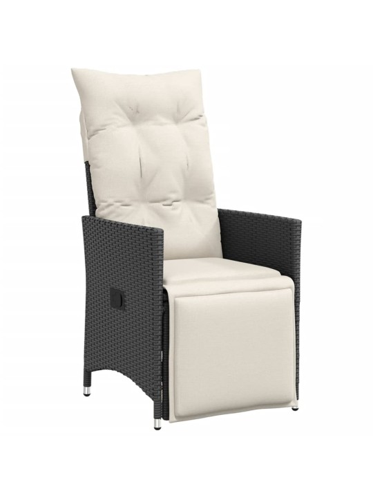 3dílný bistro set s poduškami černý polyratan