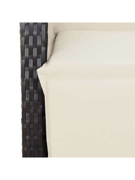 3dílný bistro set s poduškami černý polyratan