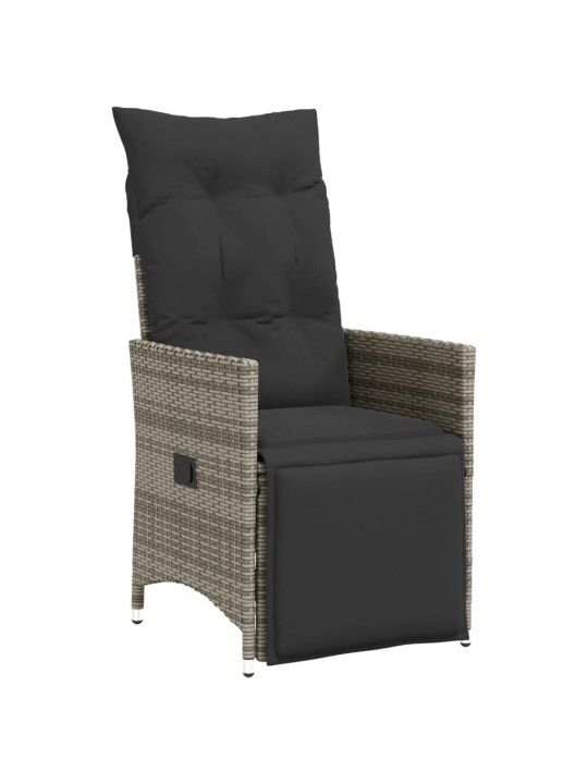 9dílný zahradní bistro set s poduškami šedý polyratan