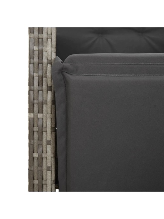 9dílný zahradní bistro set s poduškami šedý polyratan