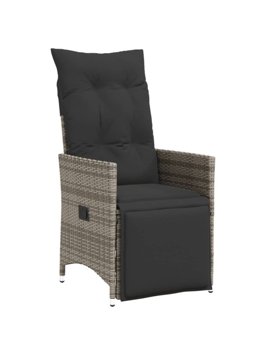 9dílný zahradní bistro set s poduškami šedý polyratan