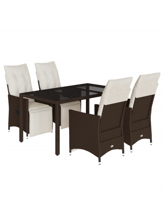 5dílný zahradní bistro set s poduškami hnědý polyratan