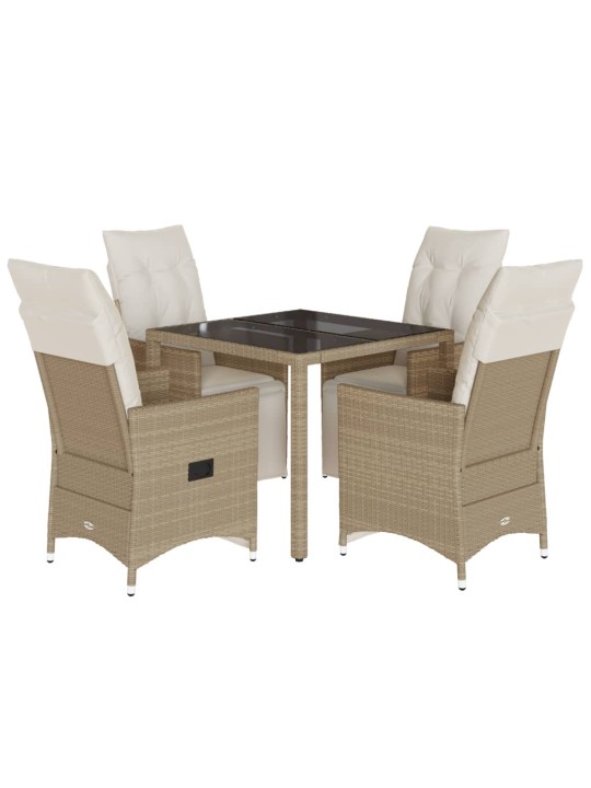 5dílný zahradní bistro set s poduškami béžový polyratan