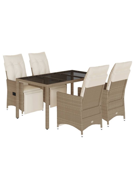 5dílný zahradní bistro set s poduškami béžový polyratan