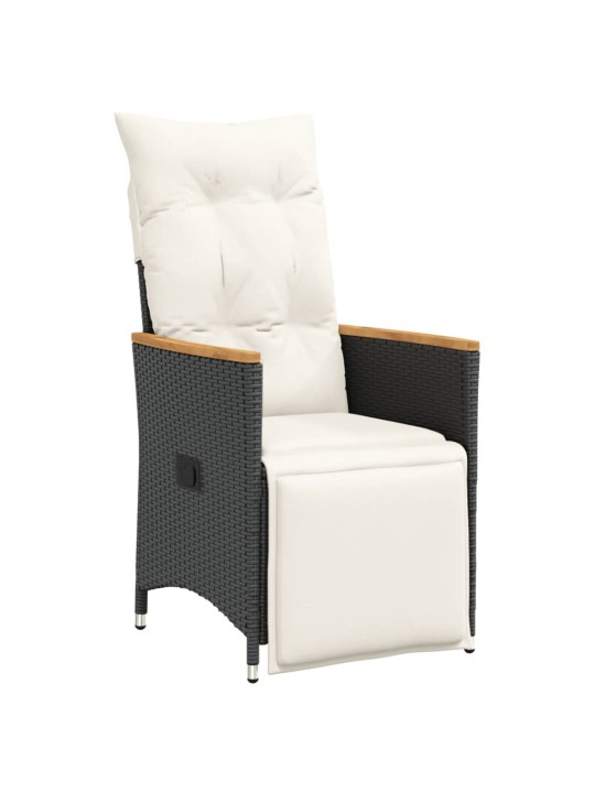 9dílný zahradní bistro set s poduškami černý polyratan