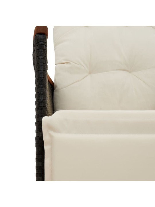 9dílný zahradní bistro set s poduškami černý polyratan