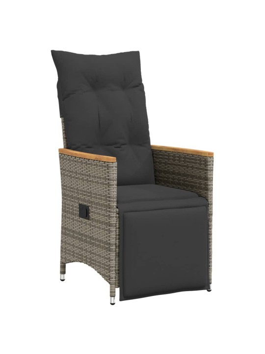 9dílný zahradní bistro set s poduškami šedý polyratan