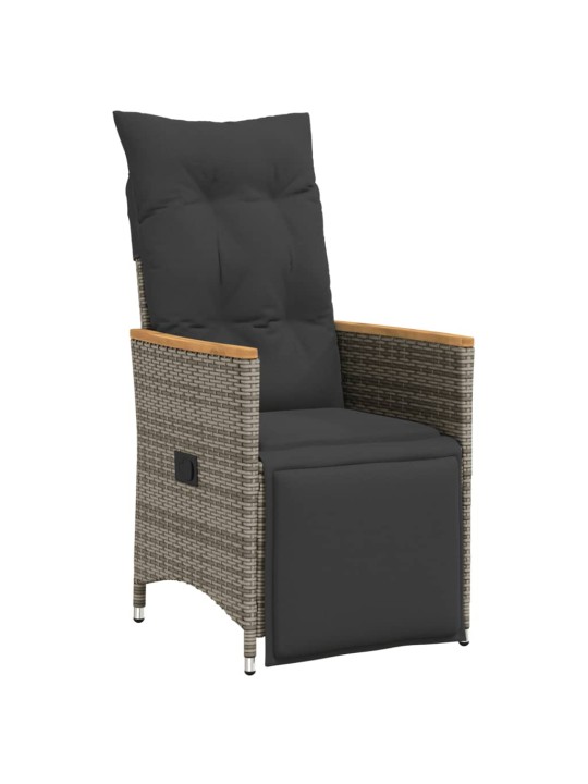 9dílný zahradní bistro set s poduškami šedý polyratan