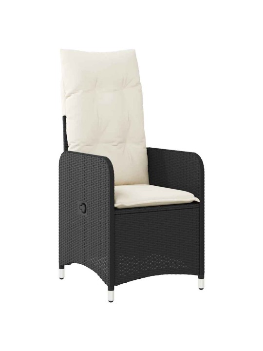 9dílný zahradní bistro set s poduškami černý polyratan