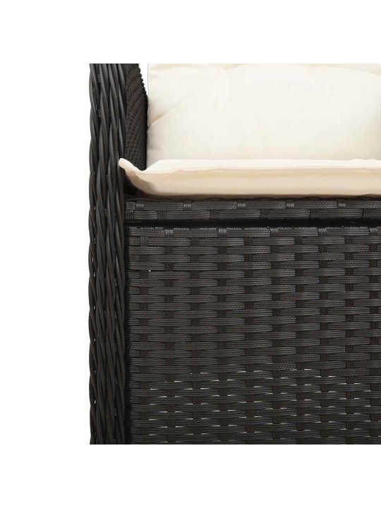 9dílný zahradní bistro set s poduškami černý polyratan