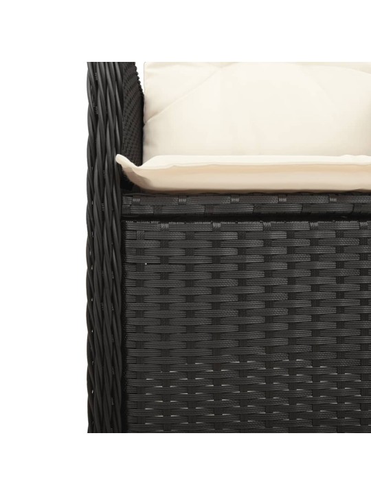 9dílný zahradní bistro set s poduškami černý polyratan