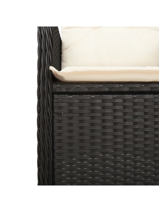 9dílný zahradní bistro set s poduškami černý polyratan
