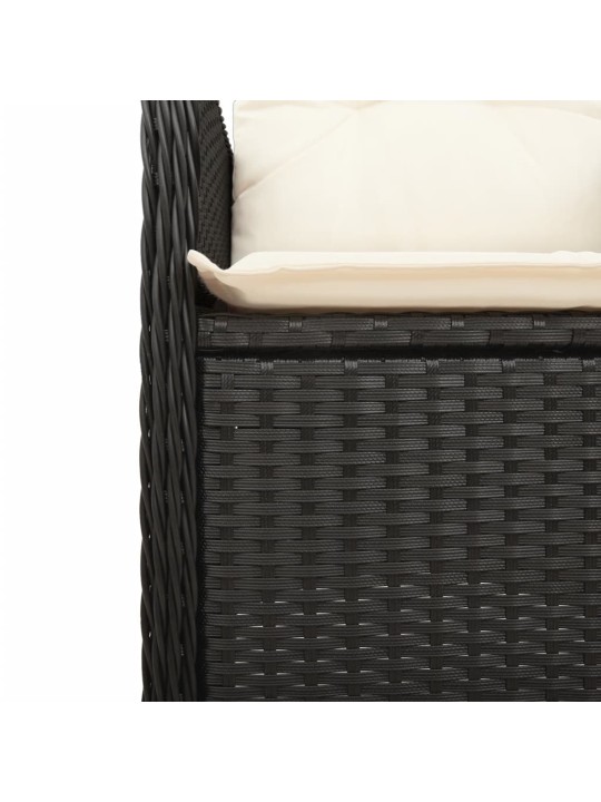 3dílný zahradní bistro set s poduškami černý polyratan