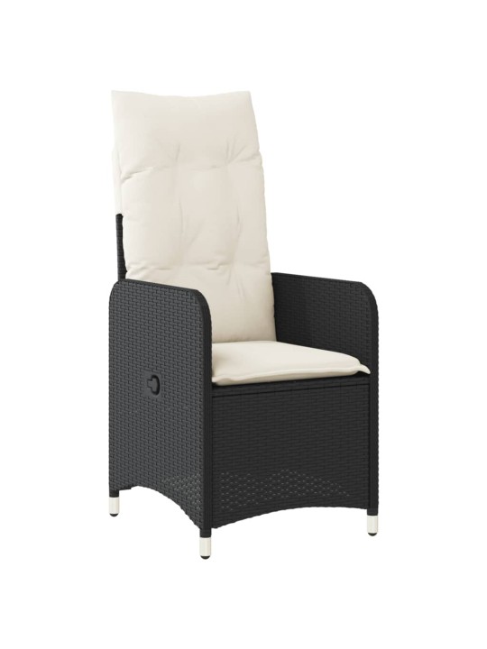 9dílný zahradní bistro set s poduškami černý polyratan