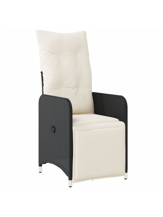 9dílný zahradní bistro set s poduškami černý polyratan