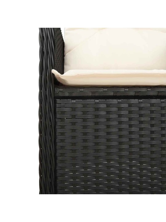 9dílný zahradní bistro set s poduškami černý polyratan