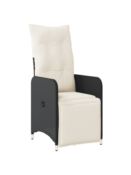 9dílný zahradní bistro set s poduškami černý polyratan