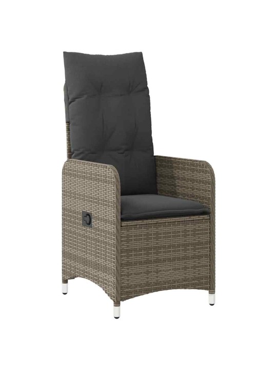 7dílný zahradní bistro set s poduškami šedý polyratan