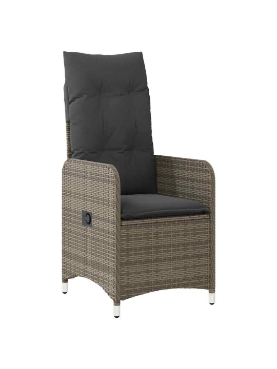 9dílný zahradní bistro set s poduškami šedý polyratan