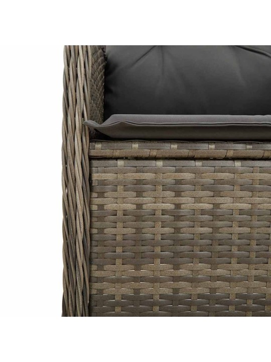 9dílný zahradní bistro set s poduškami šedý polyratan