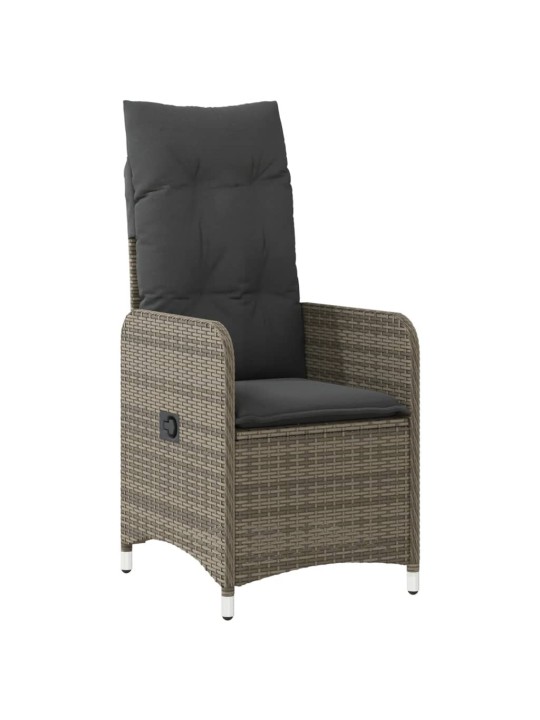 9dílný zahradní bistro set s poduškami šedý polyratan