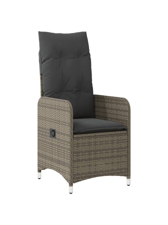 7dílný zahradní bistro set s poduškami šedý polyratan