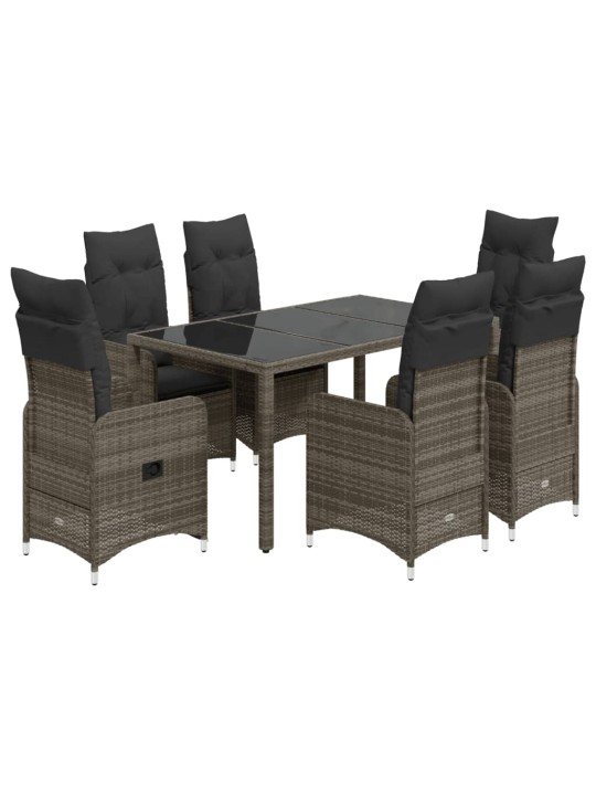 5dílný zahradní bistro set s poduškami šedý polyratan