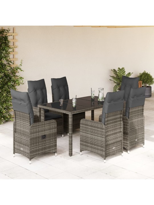 5dílný zahradní bistro set s poduškami šedý polyratan