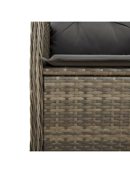 9dílný zahradní bistro set s poduškami šedý polyratan