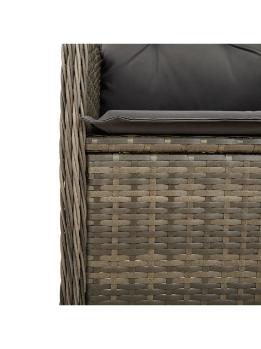 9dílný zahradní bistro set s poduškami šedý polyratan