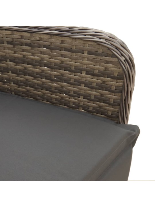 9dílný zahradní bistro set s poduškami šedý polyratan