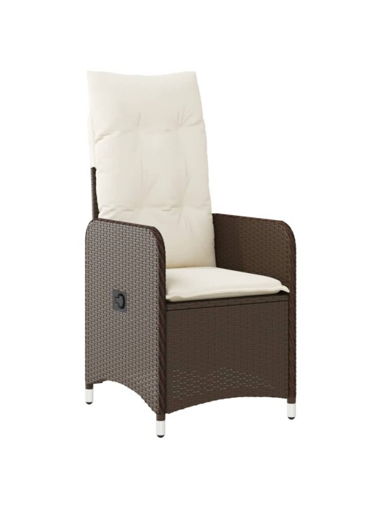 3dílný zahradní bistro set s poduškami hnědý polyratan