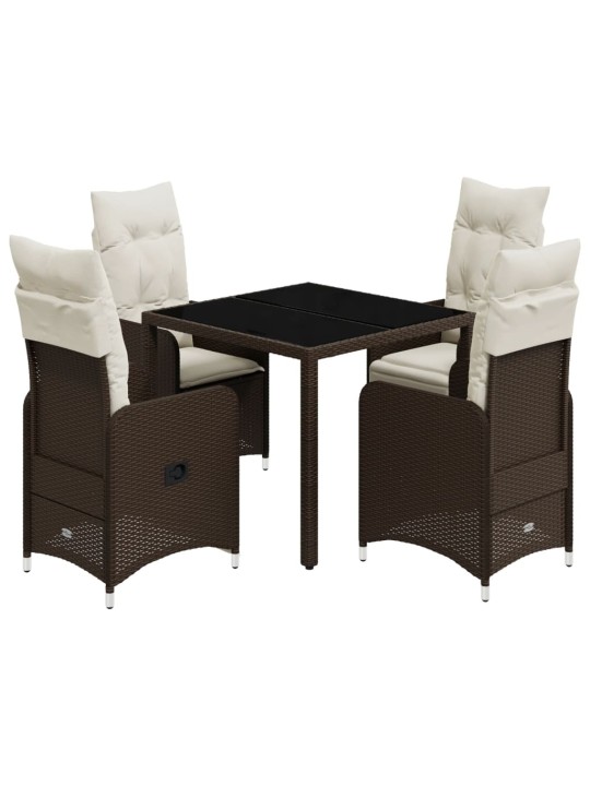 5dílný zahradní bistro set s poduškami hnědý polyratan