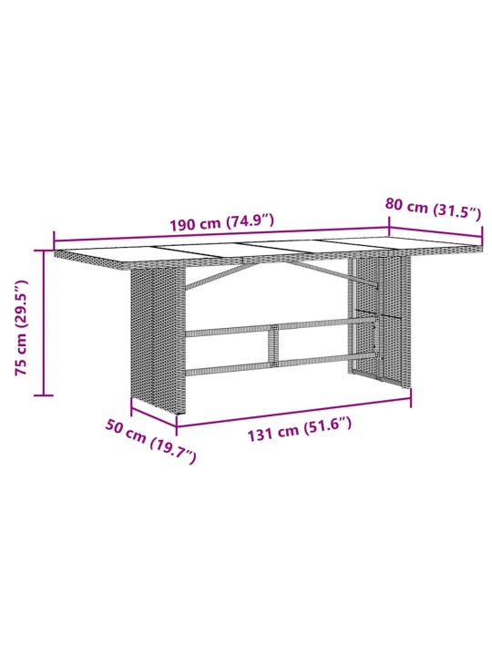 7dílný zahradní bistro set s poduškami hnědý polyratan
