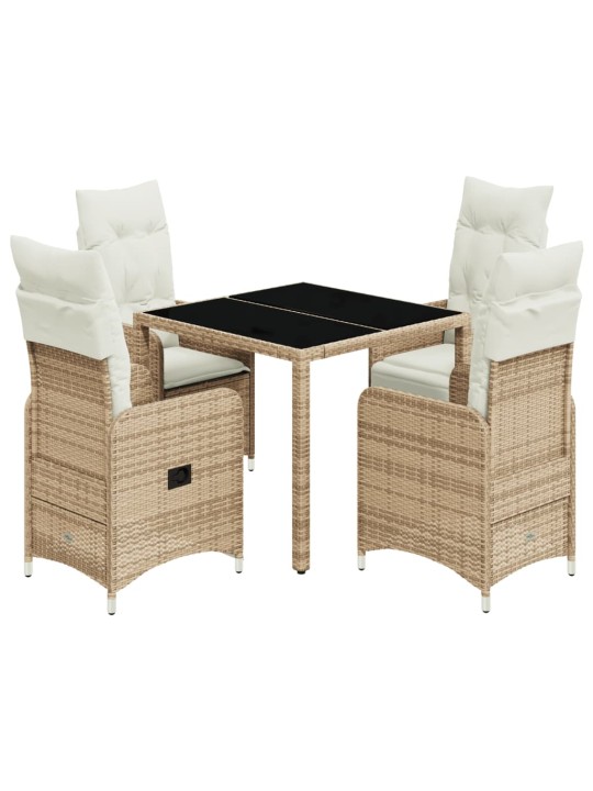 5dílný zahradní bistro set s poduškami béžový polyratan