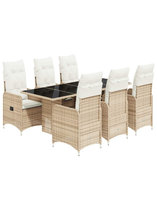 7dílný zahradní bistro set s poduškami béžový polyratan