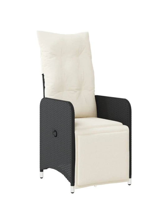 9dílný zahradní bistro set s poduškami černý polyratan