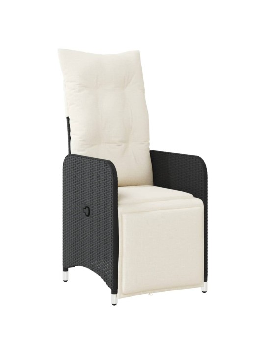 9dílný zahradní bistro set s poduškami černý polyratan