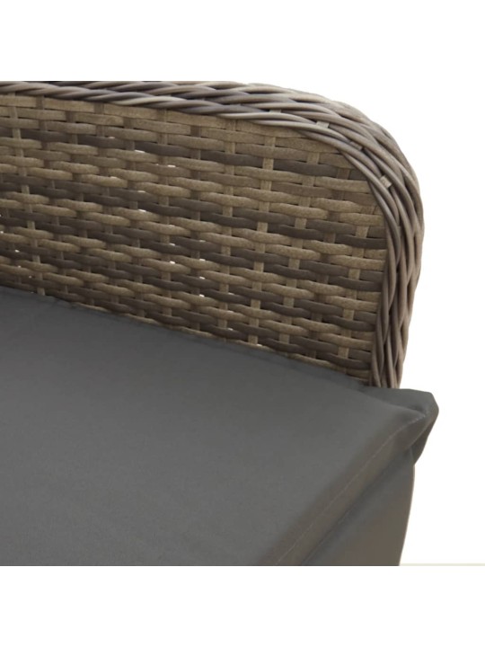 9dílný zahradní bistro set s poduškami šedý polyratan