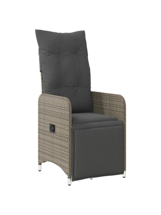 9dílný zahradní bistro set s poduškami šedý polyratan