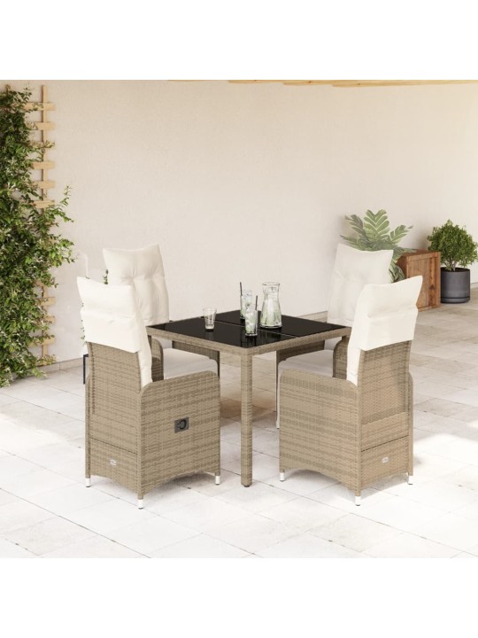 5dílný zahradní bistro set s poduškami hnědý polyratan